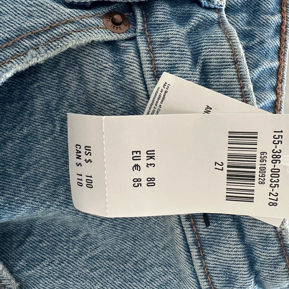 New Abercrombie &Fitch Women’s High Rise 90’s Straight Leg Cuffed Ankle Jeans 27 - Picture 9 of 10